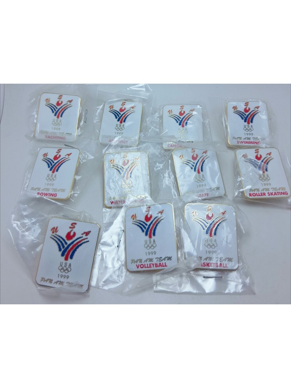USA Olympic 1999 PAN AM Team Lot 11 Pin Pins Label 1.25"x1"  NIP NEW